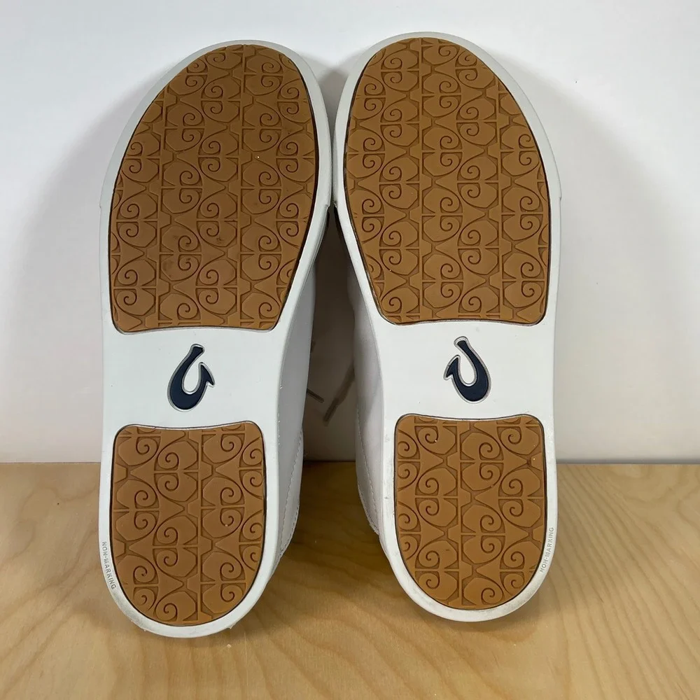 OluKai Pehuea Li Ili Women's Leather Sneakers Light Gray‎ Casual Shoes